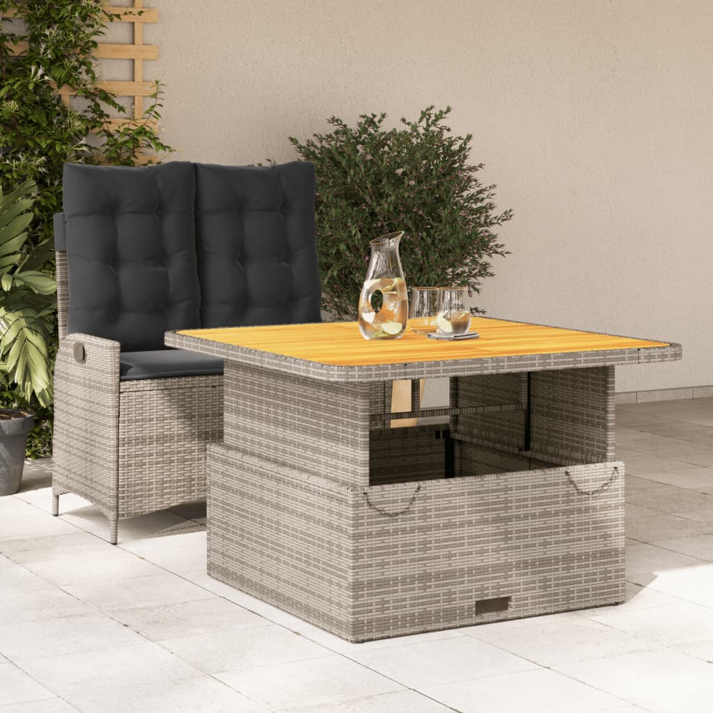2 piece garden dining set with cushions gray poly rattan