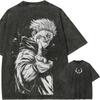 Футболка с принтом Jujutsu Kaisen Рёмен Сукуна Мужская Юдзи Итадори Графическая футболка Винтажная стирка Хлопок Аниме Уличная одежда