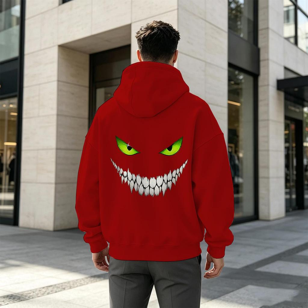 Men's Red 2D Graphic Breathable Hoodie - Comfortable Fabric, Fashionable & Versatile for Casual Daily Wear