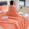 Summer AC Flannel Blanket Thickened Double-sided Plush Striped Texture Solid Color Office Nap Home Bed Sofa Travel Cozy Warm Winter Blanket