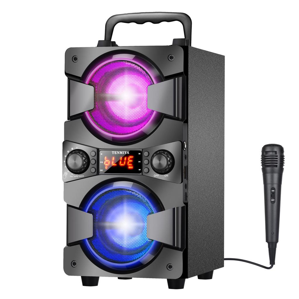 TOPROAD 60 Вт Bluetooth-динамик Портативный большой мощности Беспроводной стерео бас-динамик для караоке-вечеринки Сабвуфер Поддержка FM-радио со светодиодной подсветкой