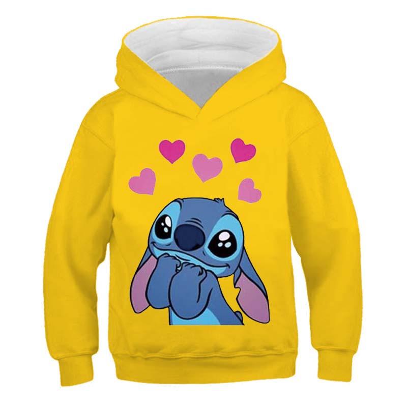Толстовки с капюшоном MINISO New Stitch для девочек, осенне-зимняя толстовка с длинным рукавом Harajuku, повседневные топы с капюшоном в стиле Disney Series Stich
