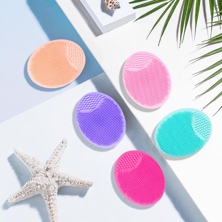 Silicone Oval Baby Face Wash and Massage Brush with Suction Cup, Multi-color Available