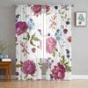 Тюлевые шторы в стиле ретро с пионом и полевым цветком для гостиной, спальни, прозрачные занавески для балкона, зала, модные домашние шторы с принтом