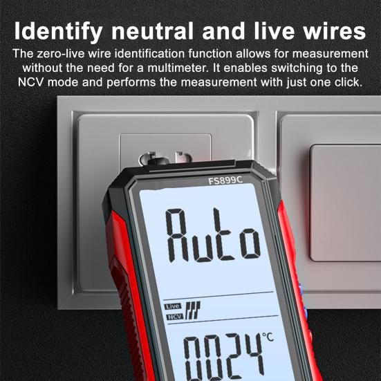 Перезаряжаемый умный цифровой мультиметр-тестер, полностью автоматический, измеритель температуры окружающей среды, мультиметр с большим дисплеем и фонариком