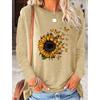 2024 Sunflower & Butterfly Print Women's T-shirt Graphic Shirts Long Sleeve Blouse Crop Top Plus Size Women's Clothing Female