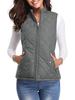 2022 Women's Fashion Quilted Cotton Vest with Zipper Pockets and Stand-Up Collar