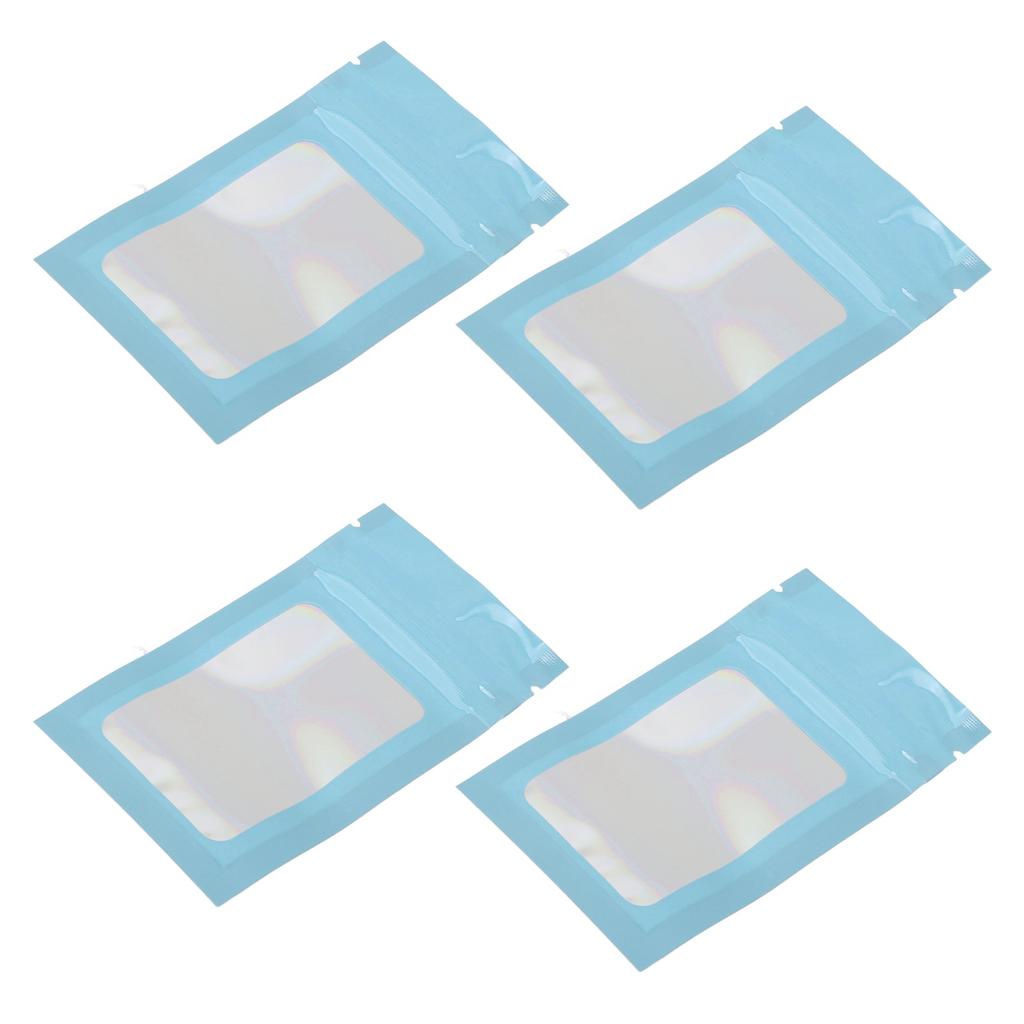100pcs Ziplock Bags Self Sealing Holographic Reusable Food Storage Bags with Hanging Hole Blue