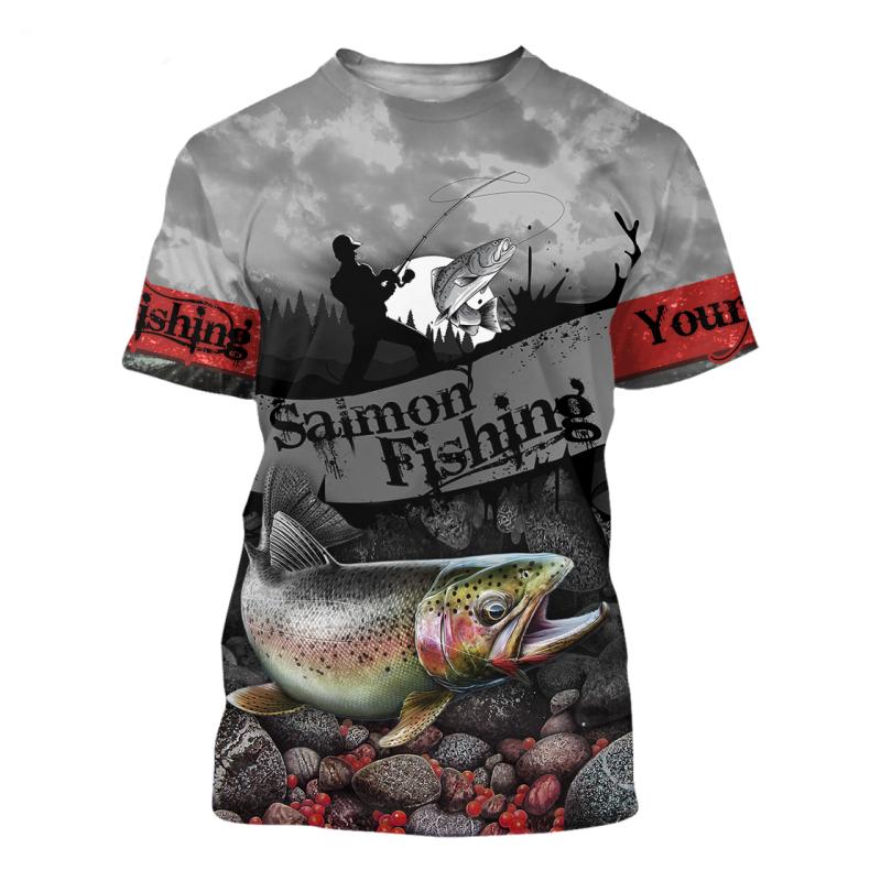 Men's Summer T-shirt Brook Trout Fishing 3D Printed Harajuku Casual Short Sleeve T-shirt Unisex Neutral Outdoor Quick Drying Top