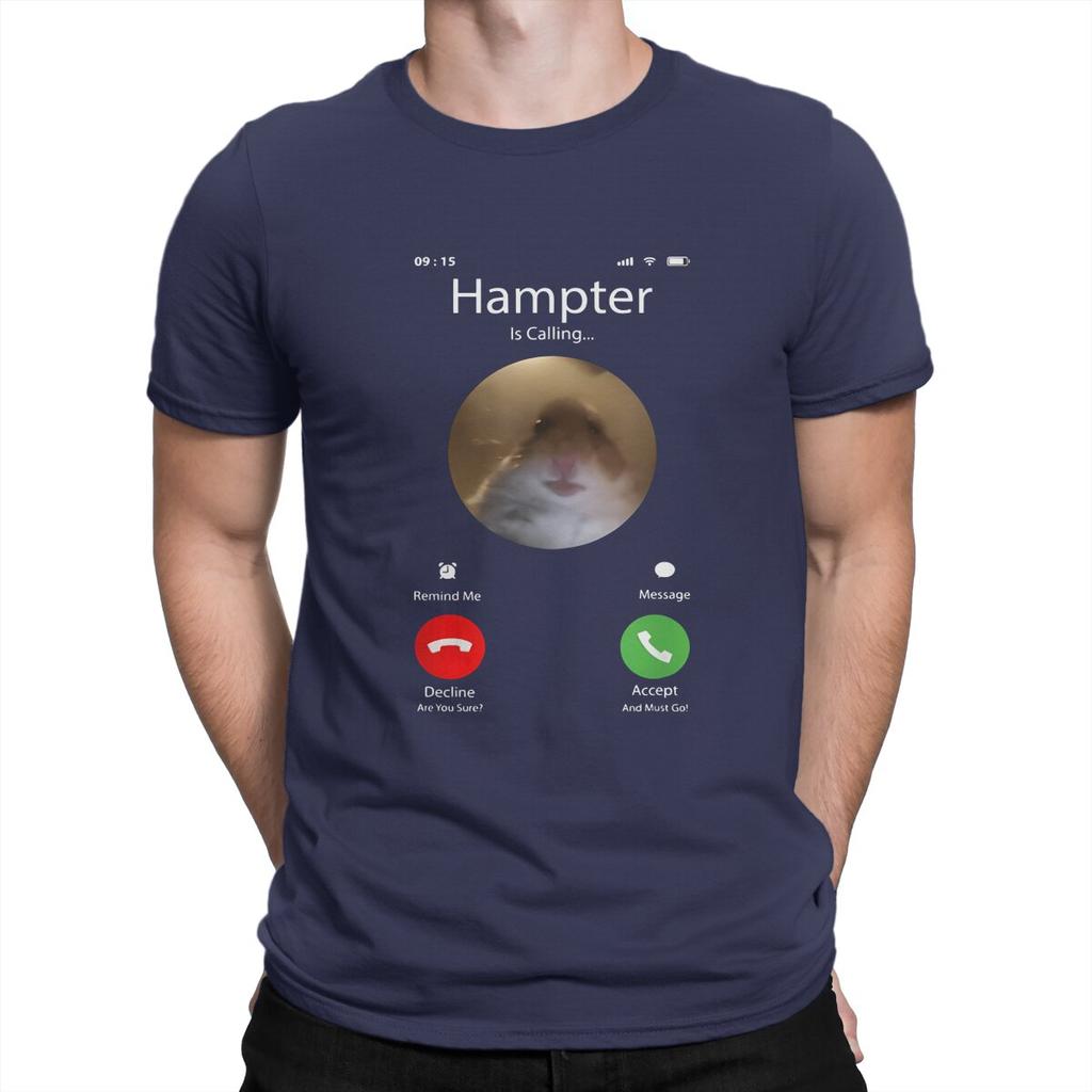Man TShirt Dank Meme Hamster Staring Front Camera Hampter Calling Individuality T Shirt Graphic Streetwear New Trend