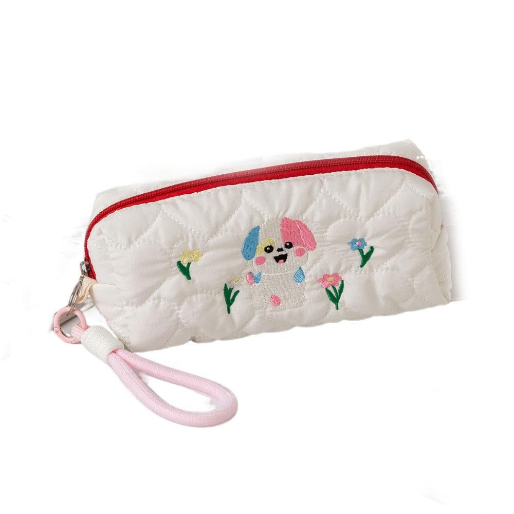 Large Capacity Pencil Pouch Embroidered Dog Student Stationery Bag Puppy Cosmetic Bag Student