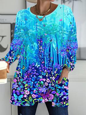 Осень-Зима 2025 Новые Женские Топы Большого Размера, Модные Футболки с 3D-принтом Бабочек, с Круглым Вырезом и Длинным Рукавом