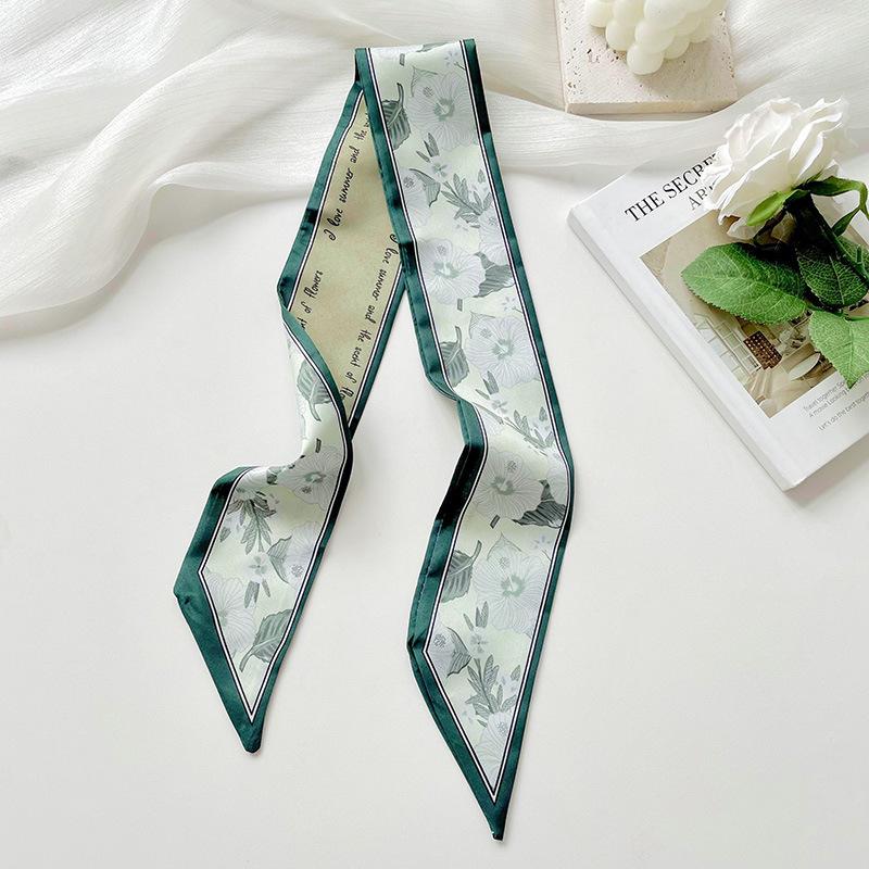Long Silk Scarf, High-end New Versatile Hair Tie Streamer, Atmosphere Ribbon, Spring and Summer Decorative Scarf, Tied Bag Streamer