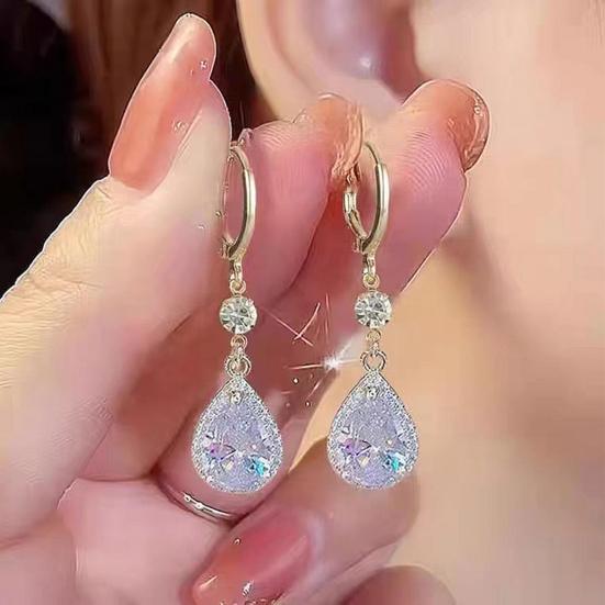 Chic Dangle Earrings Water Drop Pendant Alloy Decorative