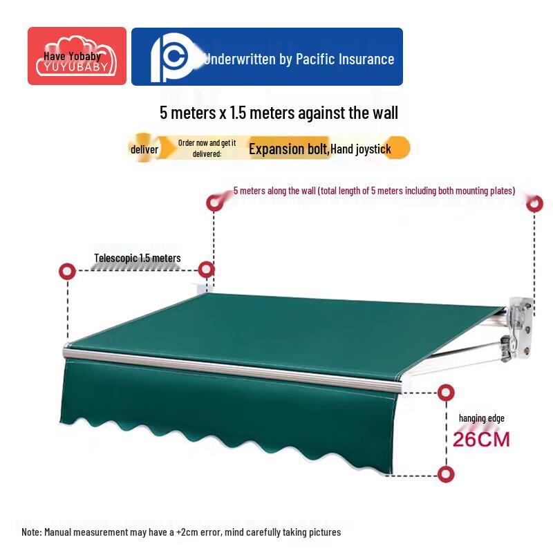 Retractable Outdoor Awning with Manual & Electric Control