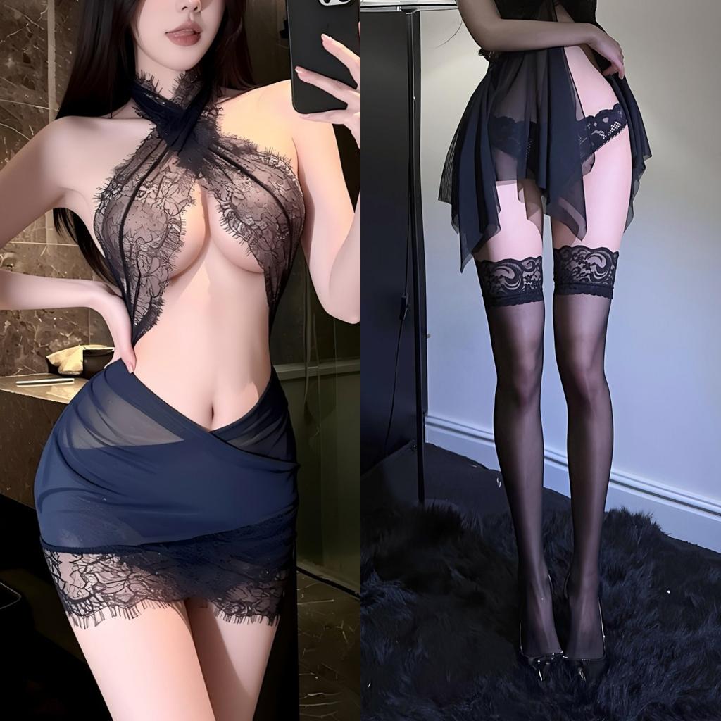 Sexy underwear sexy tight neck lace secretary uniform soft yarn hip skirt nightdress pure erotic uniform