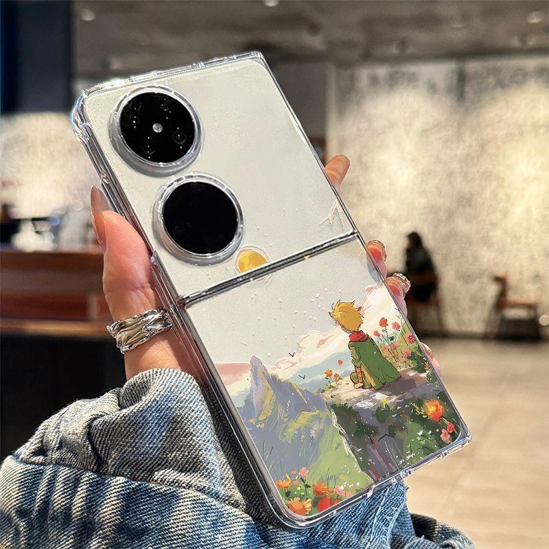 Применимо к чехлу для мобильного телефона HUAWEIp60pocket, усовершенствованное ощущение, HUAWEIp50pocket, мультяшный, женский, масляная живопись, Маленький принц