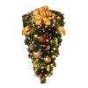 Christmas Wreath for Front Door Artificial Green Pine Needles Teardrop Swag Christmas Garland Decoration with Balls Bows for Indoor Holiday Decor