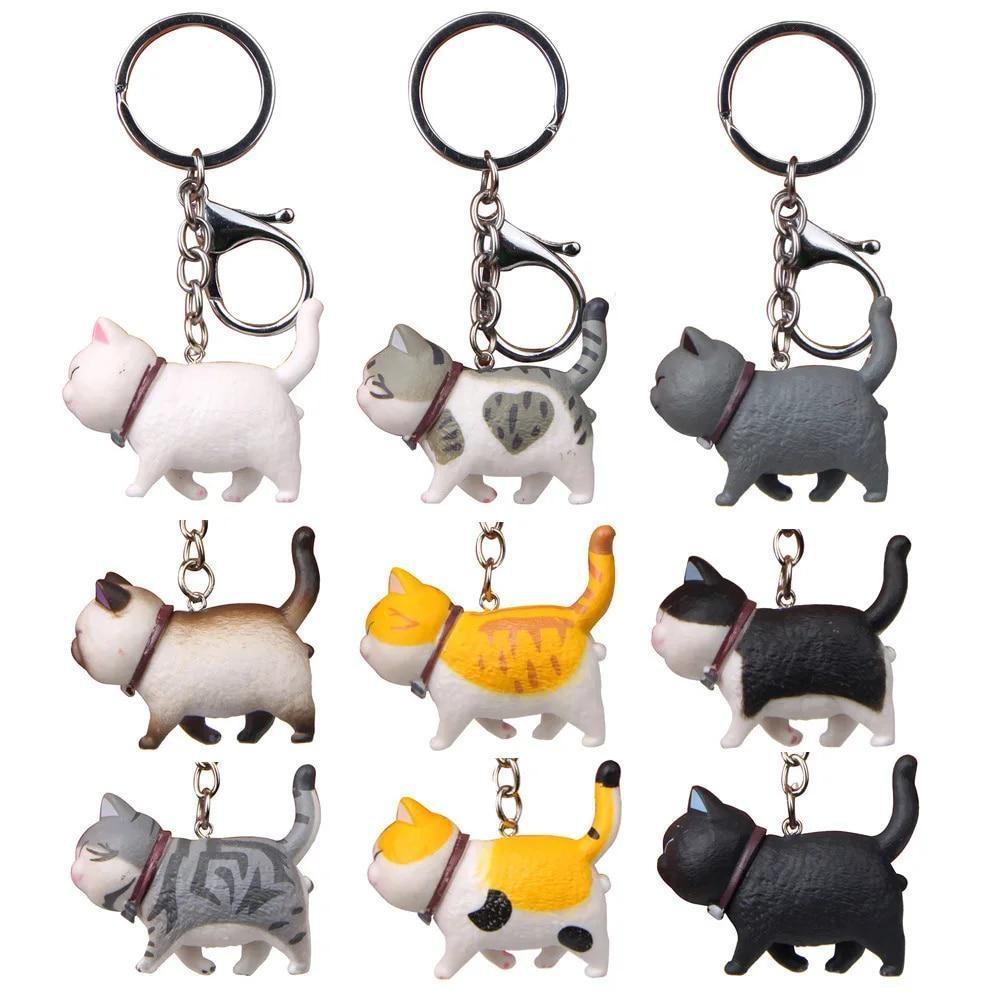 1Pc Cartoon Kittens Keychain Cure Animal Key Chain Cat Pendant for Women Car Key Ring Purse Bag Accessories Gifts