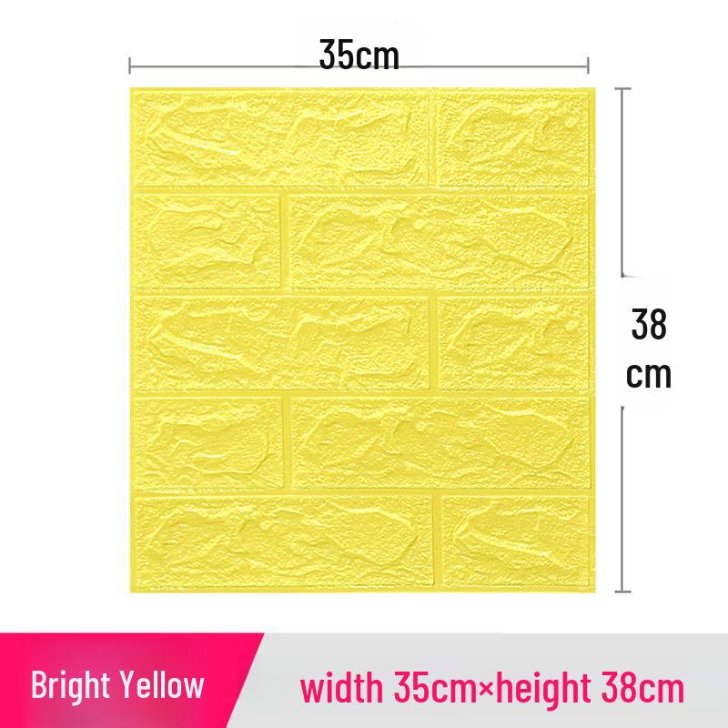 3D Brick Pattern Self-Adhesive Wall Sticker: Anti-Collision, Soft, 35x38, Small Size