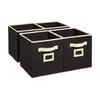 Fabric Foldable Storage Organiser- Black, Standard, Set of 4