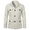 2023 Men's Multi-pocket Linen Workwear Jacket: British Style, European Size for Chinese New Year