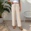 Women's Fashion Casual Solid Color Print High Waist Trousers Pants & Capris