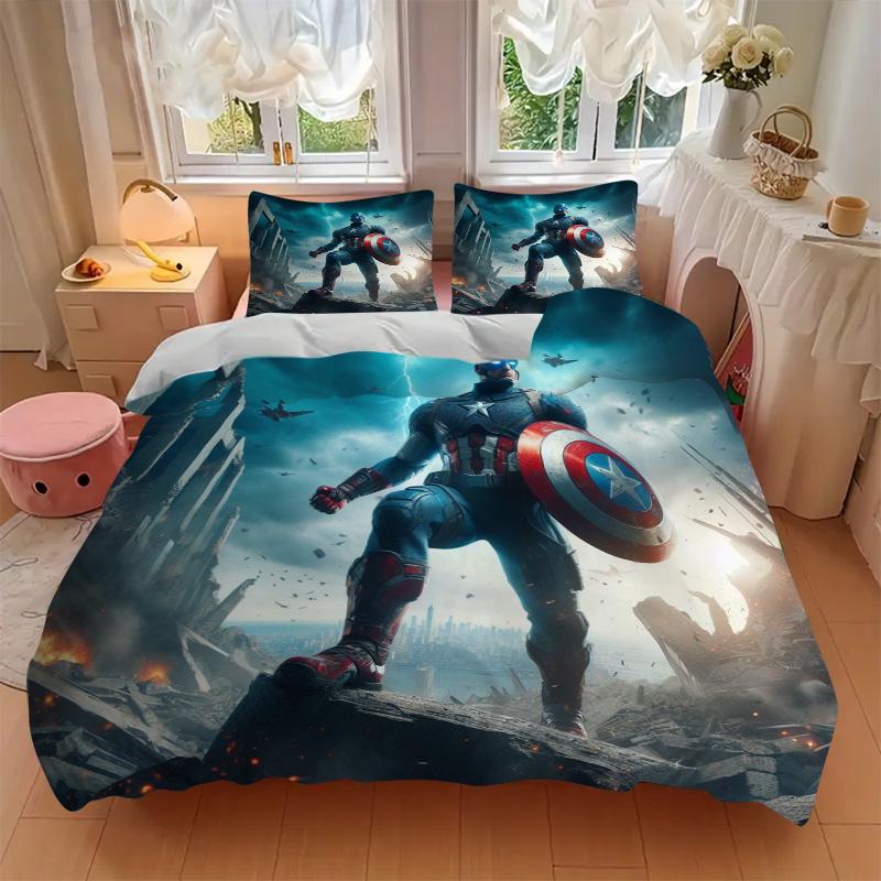 Captain America Thunder Steel Print 3Pcs Bedding Setduvet Cover With 2 Bedropillowcase Home Birthday Gift