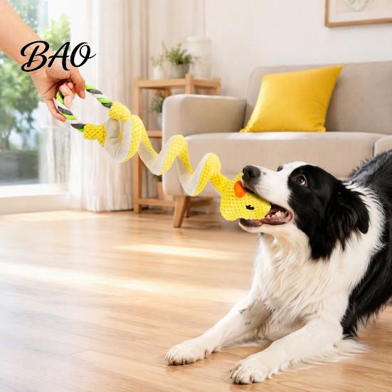 Active Play Dog Accessories Squeaky Toy with Pull Rope, Plush Tug of War Toy, Interactive Toys Spiral Animal for Small Medium Large Dogs Biting Teeth