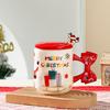 Christmas Bow Tie Ceramic Mug Souvenir Anime Fine Deer Girl Couple Mug High Appearance Large Volume Durable Durable