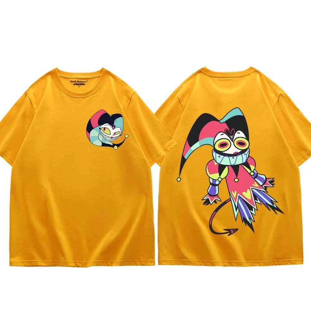 Американские аниме Helluva Boss, двусторонние футболки с графическим рисунком, модная футболка с короткими рукавами Y2k Aesthetics, уличные трендовые футболки с героями мультфильмов