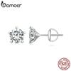 BAMOER Heart Prong Moissanite Stud Earrings Lab Created Diamond Earrings Platinum Plated Fine Jewelry Gift for Women
