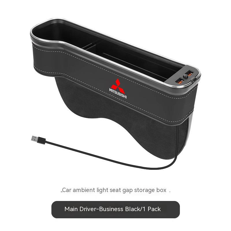 sdzh1 Car USB Charging Colour Light Seat Storage Case Seat Gap Box For Mitsubishi Outlander Pajero Asx Lancer EX Evolution X Ralliart