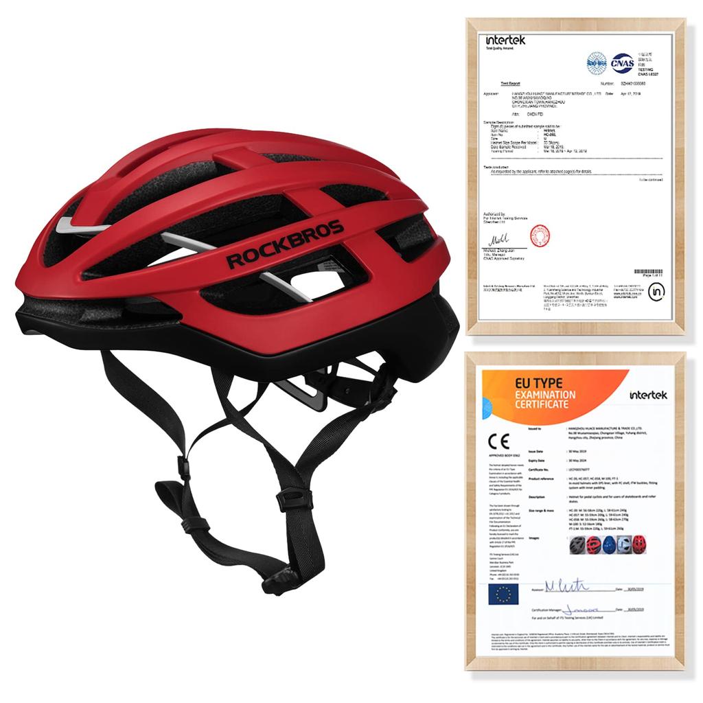 ROCKBROS Bicycle Helmet for Road Highly Adjustable Bikes, CPSC/CE Certified, Lightweight, Sturdy, Ultra-Ventilated, Sizes, Adult, M/L (Red, M)