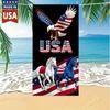 Патриотичный Орел США Лошадь Пляжное Полотенце С Рисунком Защита от Солнца и Ветра Подходит для Бассейна Кемпинга Путешествий Одеяло