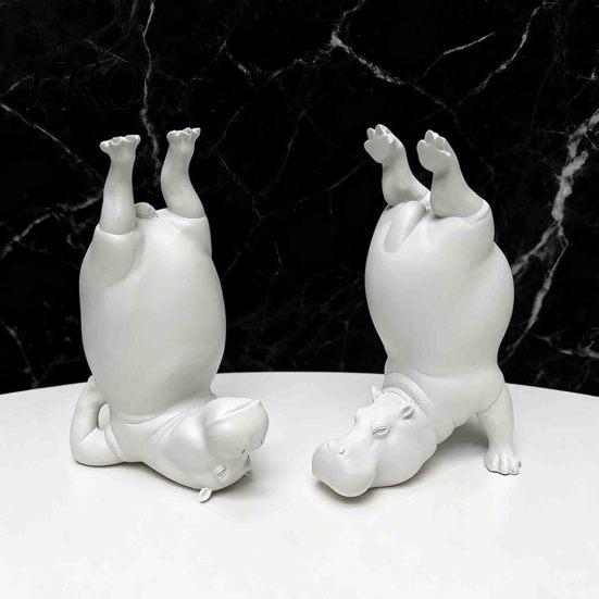 Funny Book Organizers Clumsy Hippo Bookends, Heavy Resin Acrobatic Bookend Holders, Creative Notebook Stand Decorative Statues for