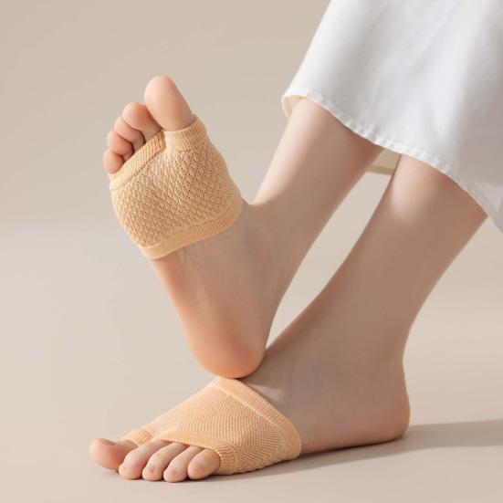 Женские носки с открытым носком, хлопковые, с полуноском, бесшовные, плоские, носки-лодочки, эластичные, массажные носки для передней части стопы, для облегчения боли