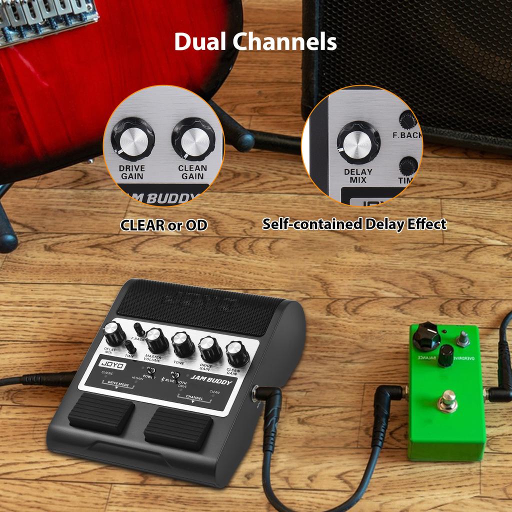 JOYO Electric Guitar Speaker Portable Guitar Effector Amp 2x4W Dual Channel Dual Effects Pedal