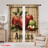 2D Flat Printing 2pcs Window Drapes Apple Versatile 100% Polyester,Without Electricity Birthday Party for Holiday Family Party