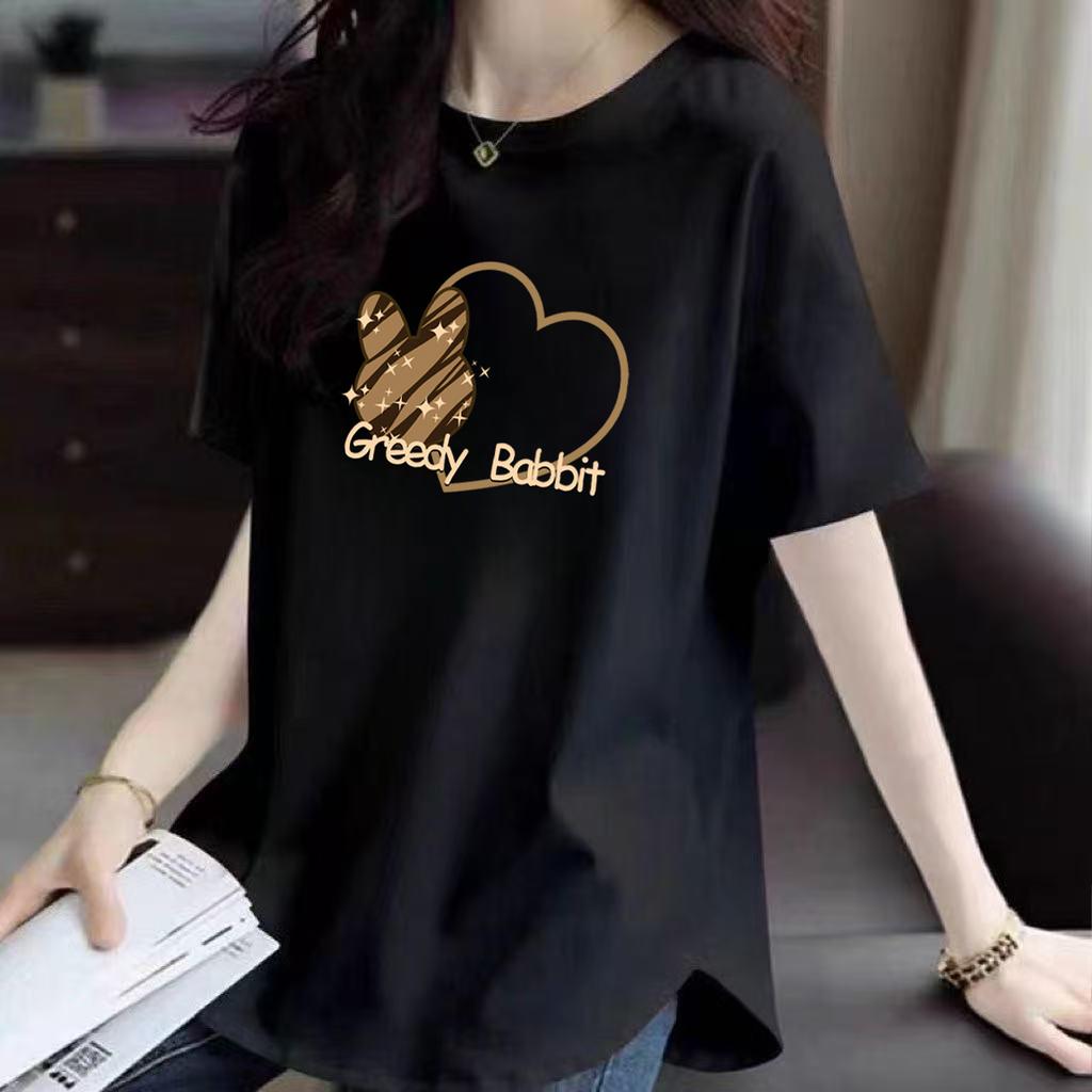 Pure Cotton White Mid-length Short-sleeved T-shirt for Women's Summer New Age-reducing Niche Curve Loose Slimming Base Shirt