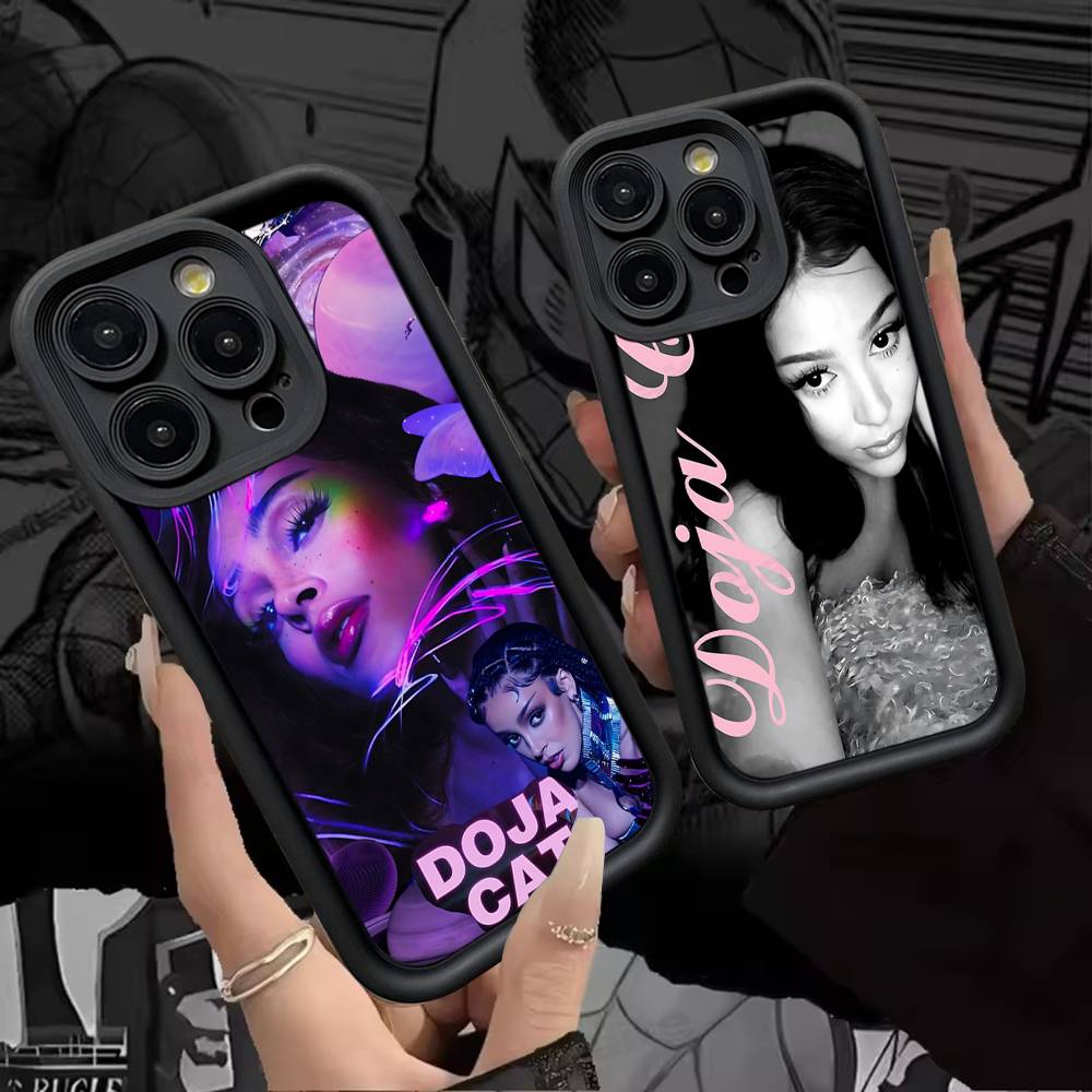 Doja Singer C-Cat Silicone Soft Phone Case For IPhone 17 16 15 14 Plus 13 12 Mini 11 Black Cover