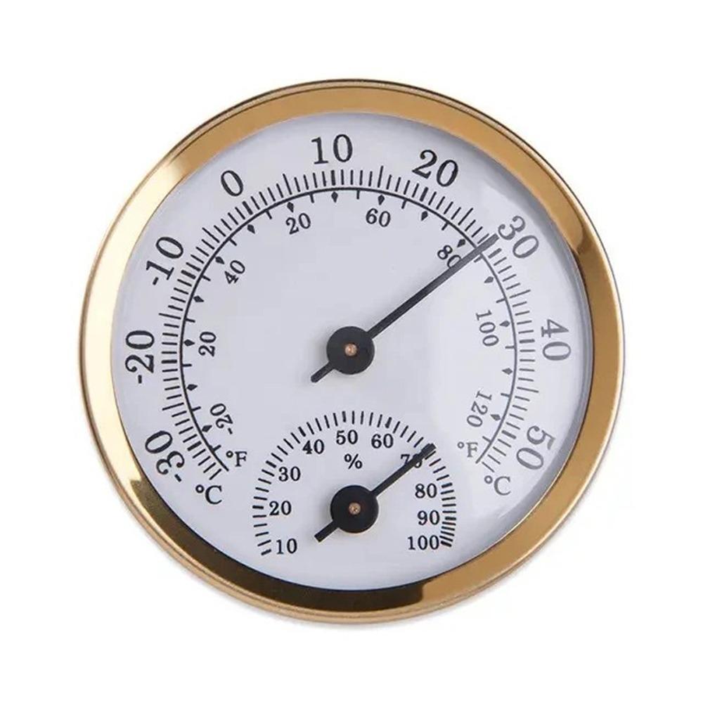 2 in 1 Gauge Mini Pointer Thermometer No Battery Required Diameter 58MM Temperature Meter Metal Case -30℃~50℃ Range