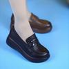 Retro Leather Single Shoes Women's 2025 Loafers Autumn New Platform British Single Shoes Round Head Comfortable Muffin Leather Shoes