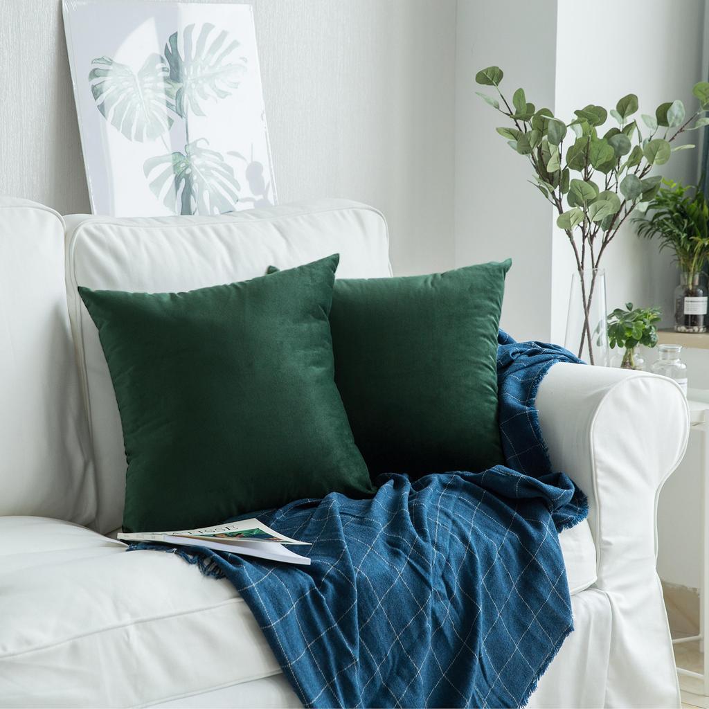 Decorative Pillowcase, Velvet, Bottle Green