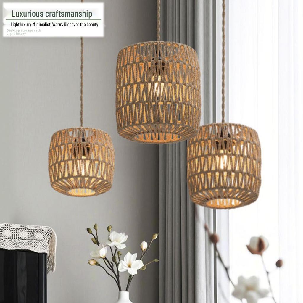 Handmade Woven Pendant Lampshades for Restaurants and Homestays