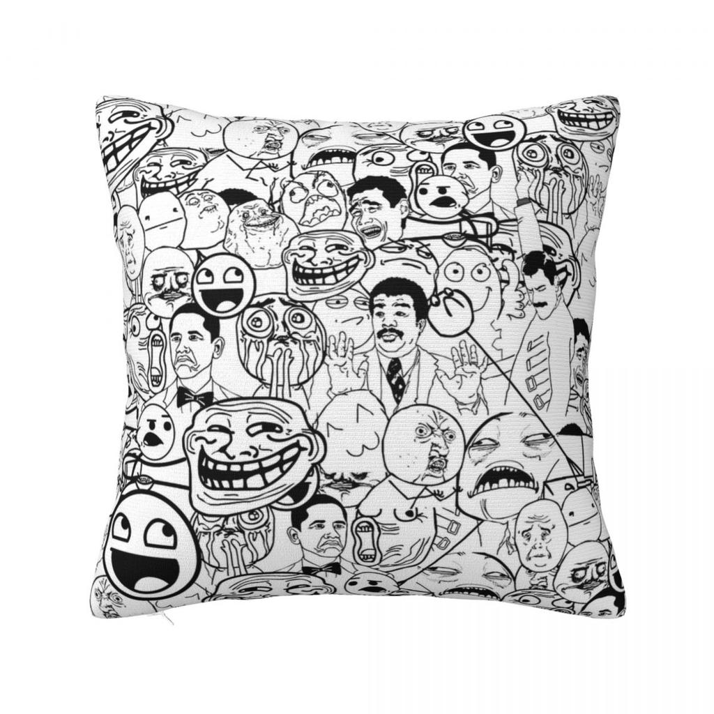 Smug Soyjak Meme Pillowcase Polyester Cushion Cover Decor Smiling Wojak Pillow Case Cover Living Room 40X40Cm