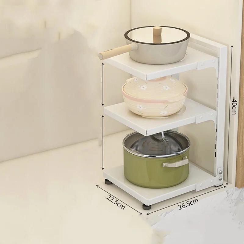 Кухонная стойка для хранения Регулируемая стойка для тарелок и кастрюль из углеродистой стали Свободная многоярусная защелкивающаяся напольная стойка для кастрюль Кухонное хранение