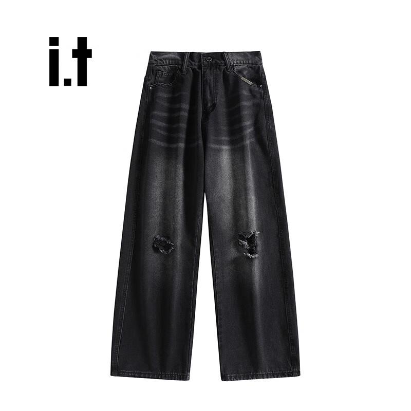 Izzue Повседневные Ретро Джинсы Деним с Завышенной Талией и Широкими Штанинами