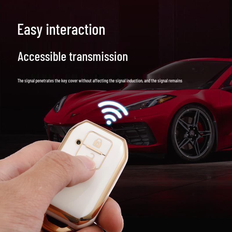 Мягкая резиновая крышка для брелока автомобиля с золотым краем из ТПУ для Suzuki Jimny, 2 кнопки, новая модель