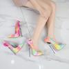 16cm Large Size Art Pattern High Heels Women's Thin Heels Hand-painted Pointed Women's Shoes Nightclub Party Fashion Single Shoes WZ